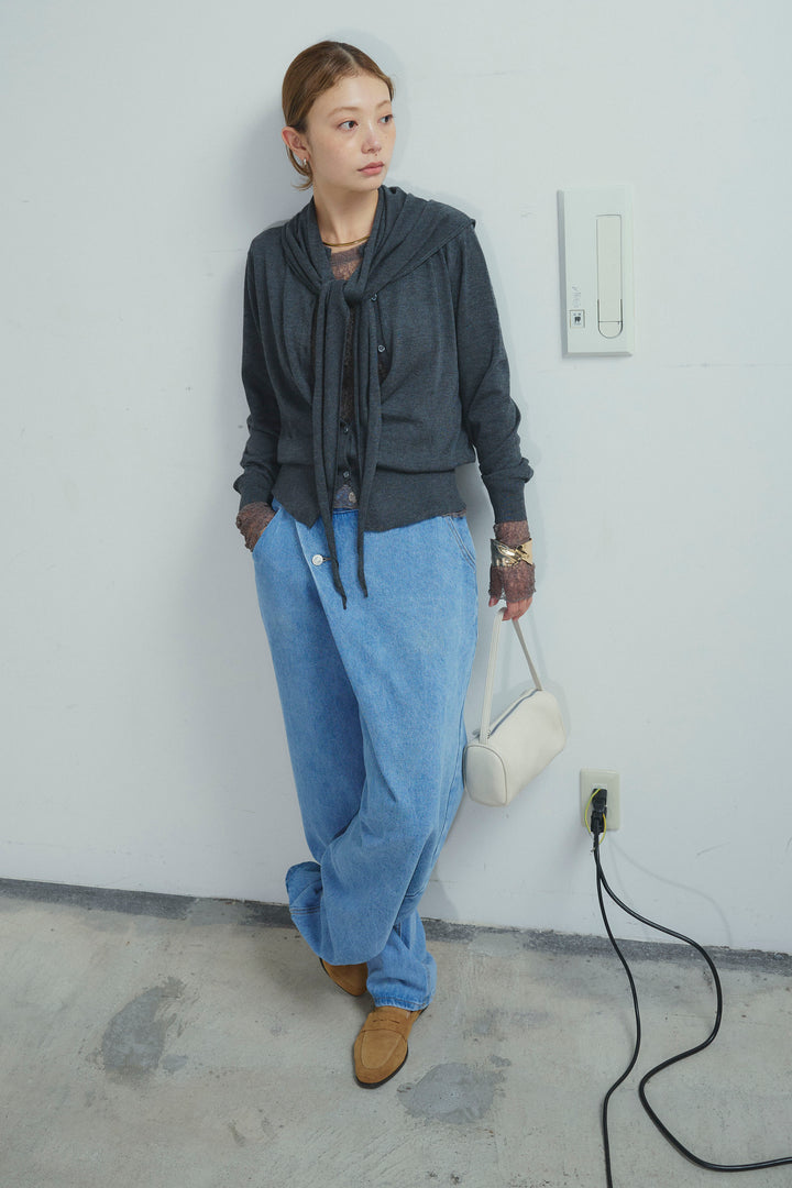 [予約/SET]スカーフセットウール混カーデ+シアーレーストップス(2set)