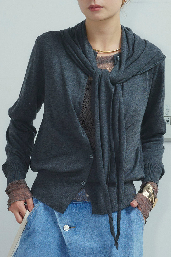 [予約]スカーフセットウール混カーデ