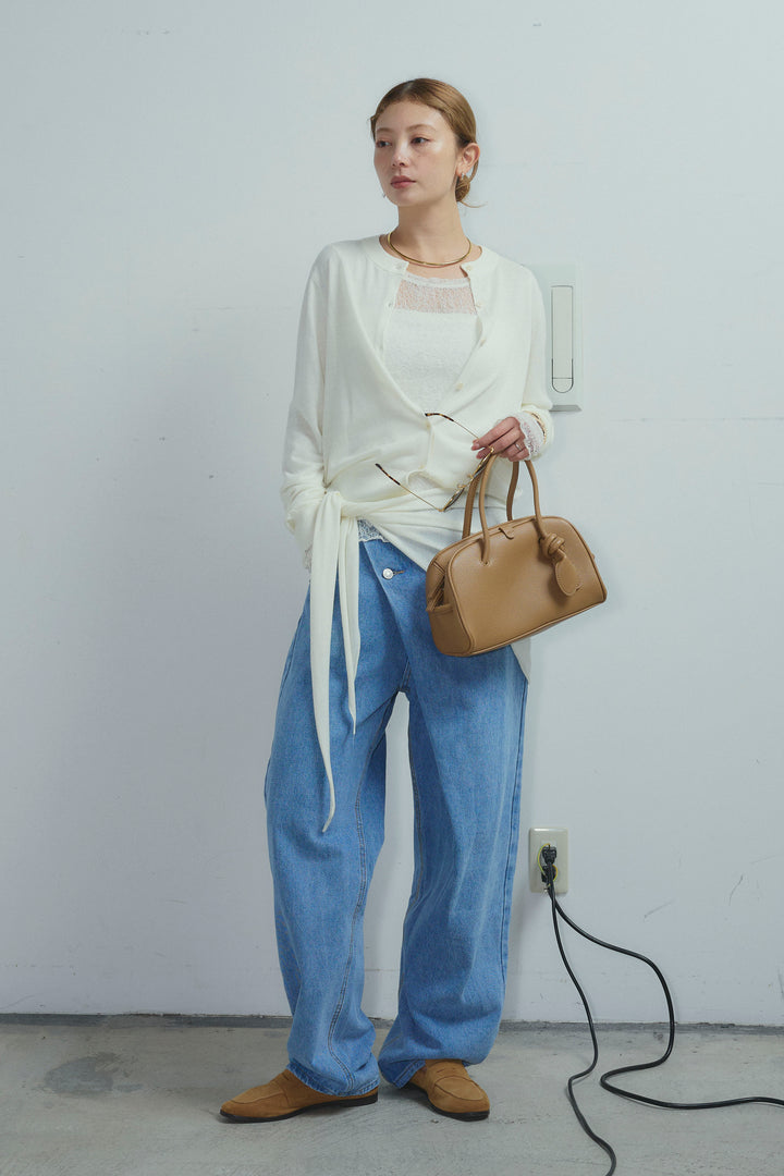 [予約/SET]スカーフセットウール混カーデ+シアーレーストップス+アシメウエストデニム(3set)