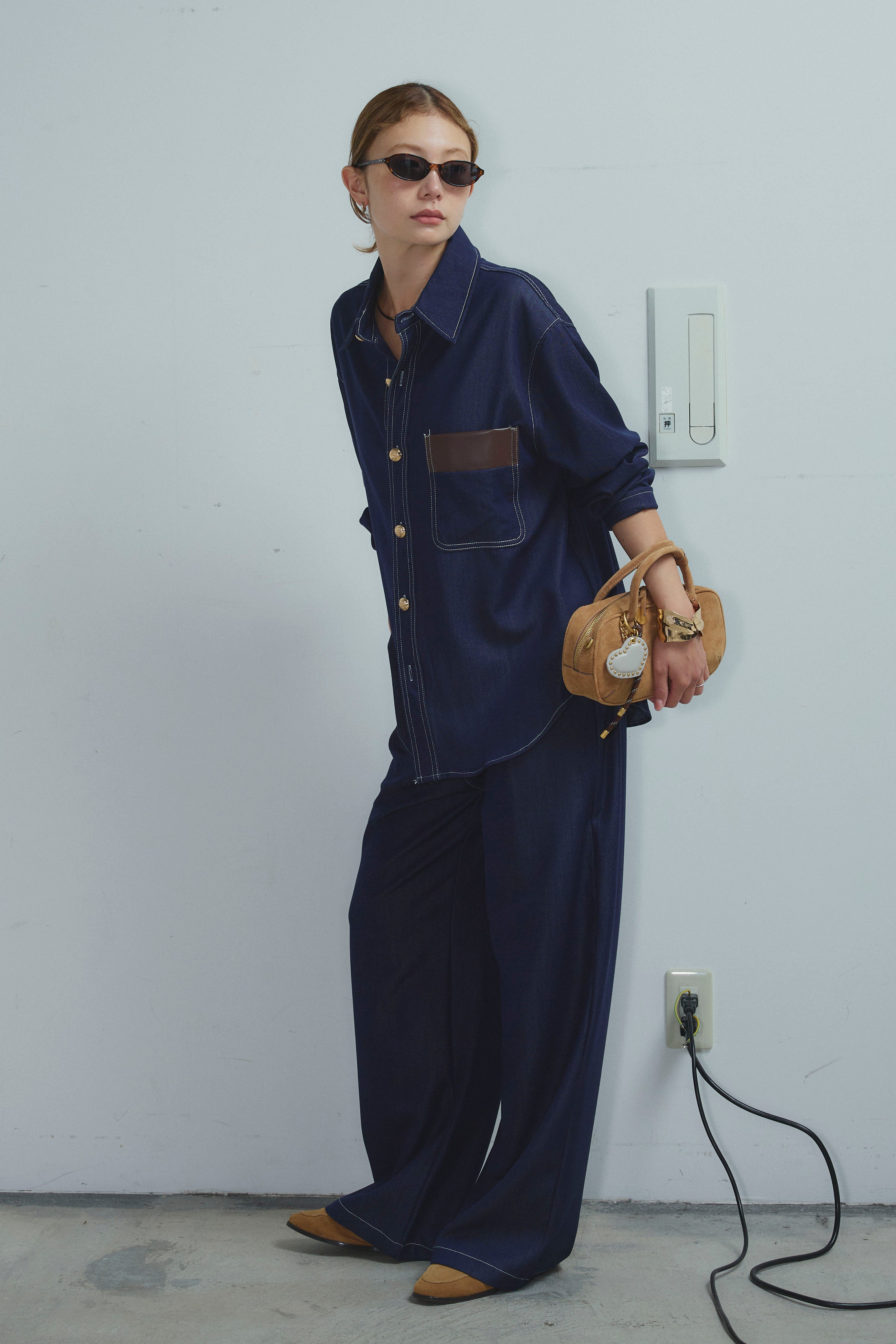 【マカフィー】デニムセットアップ Shoowtime セットアップ Colorless fringe zip-up denim setup