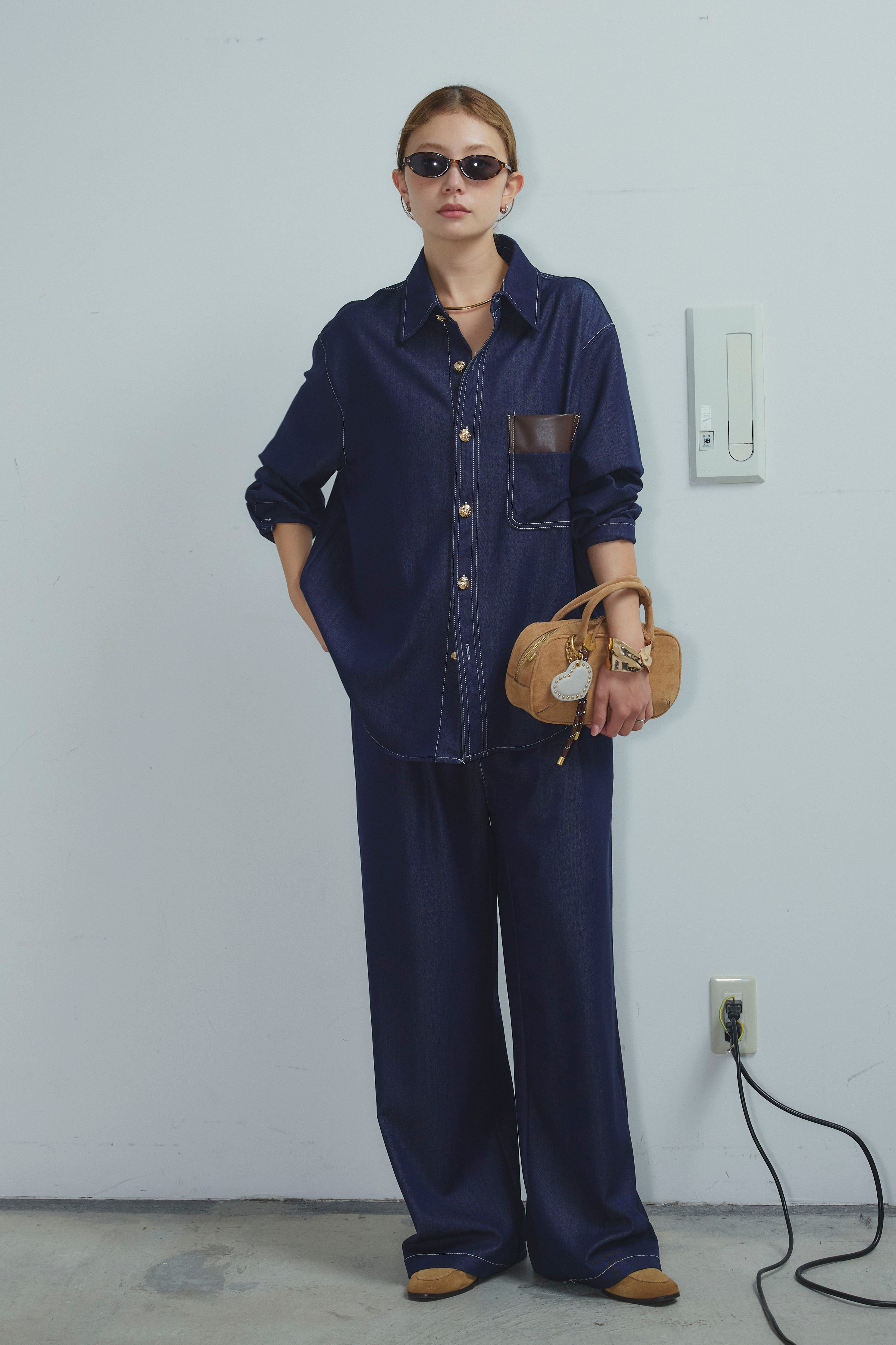 予約]フェイクレザーポケット付きデニムセットアップ – IAMALPHA