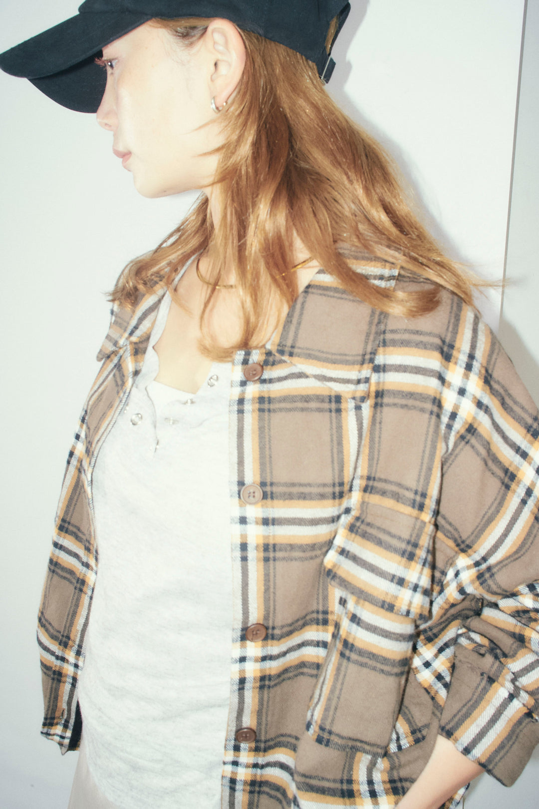 [予約/SET]ヴィンテージライクチェックシャツJK+裾レースサテンスカート(2set)