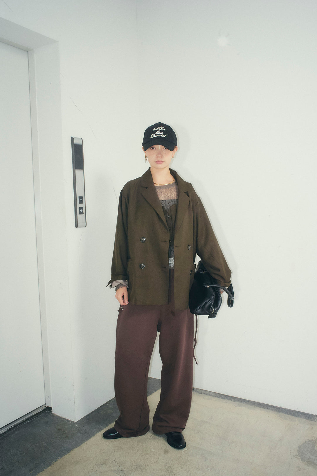 [予約/SET]ヘザーツイルダブルジャケット+シアーレーストップス+サイドレースアップスウェットパンツ(3set)