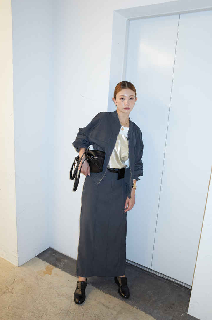 [予約/SET]ビッグポケットブルゾンJK+ピンタックストレートスカート(2set)