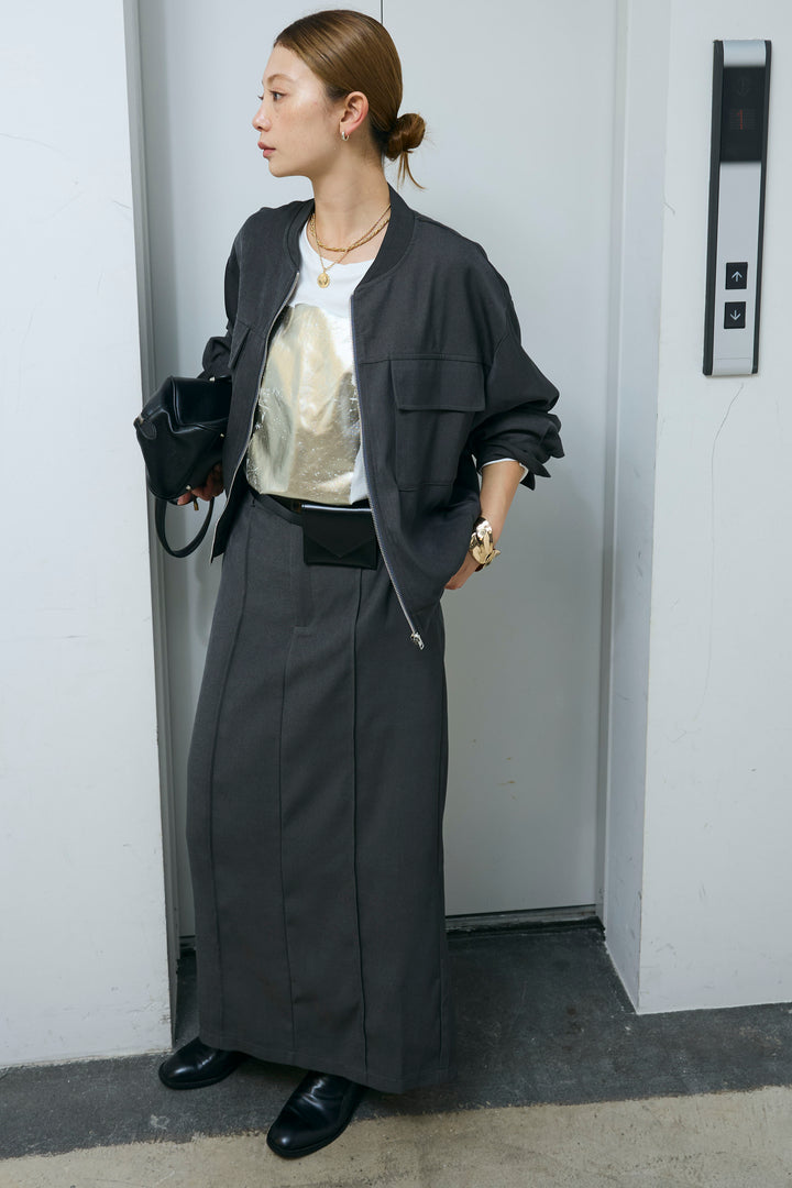 [予約/SET]ビッグポケットブルゾンJK+ピンタックストレートスカート(2set)