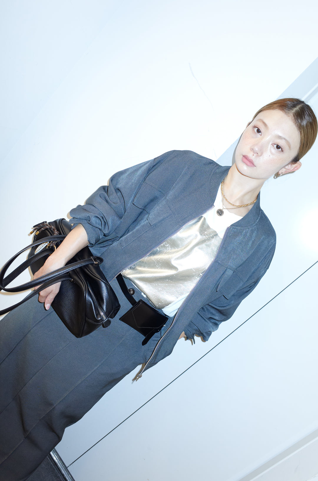 [予約/SET]ビッグポケットブルゾンJK+ピンタックストレートスカート(2set)