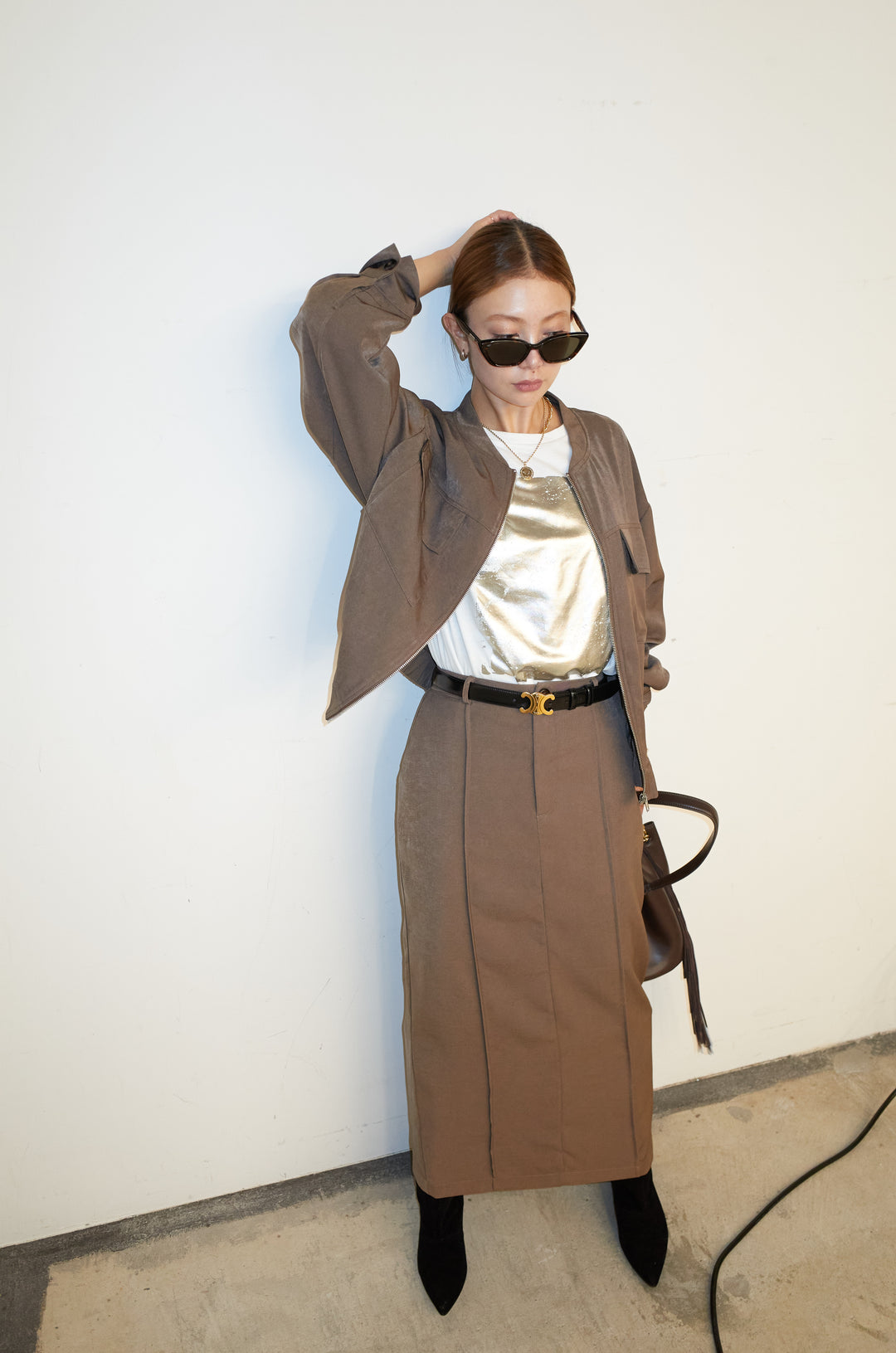 [予約/SET]ビッグポケットブルゾンJK+ピンタックストレートスカート(2set)