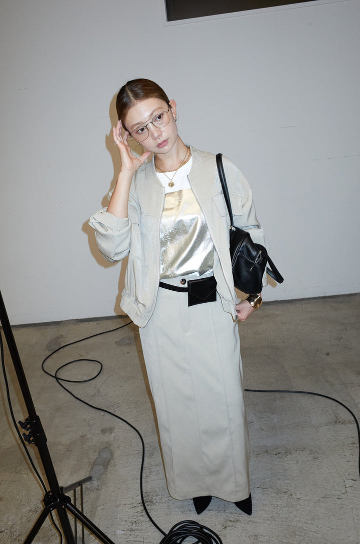 [予約/SET]ビッグポケットブルゾンJK+ピンタックストレートスカート(2set)