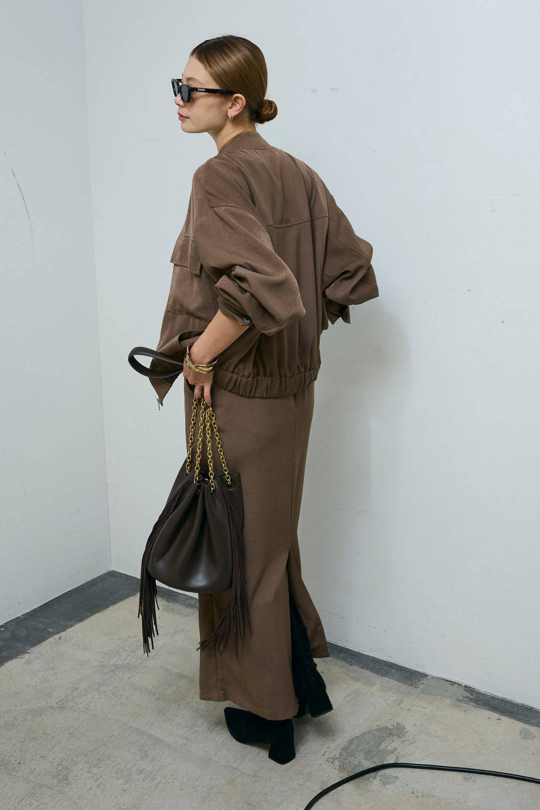 [予約/SET]ビッグポケットブルゾンJK+ピンタックストレートスカート(2set)