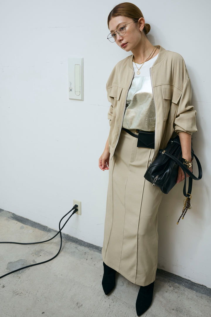 [予約/SET]ビッグポケットブルゾンJK+ピンタックストレートスカート(2set)