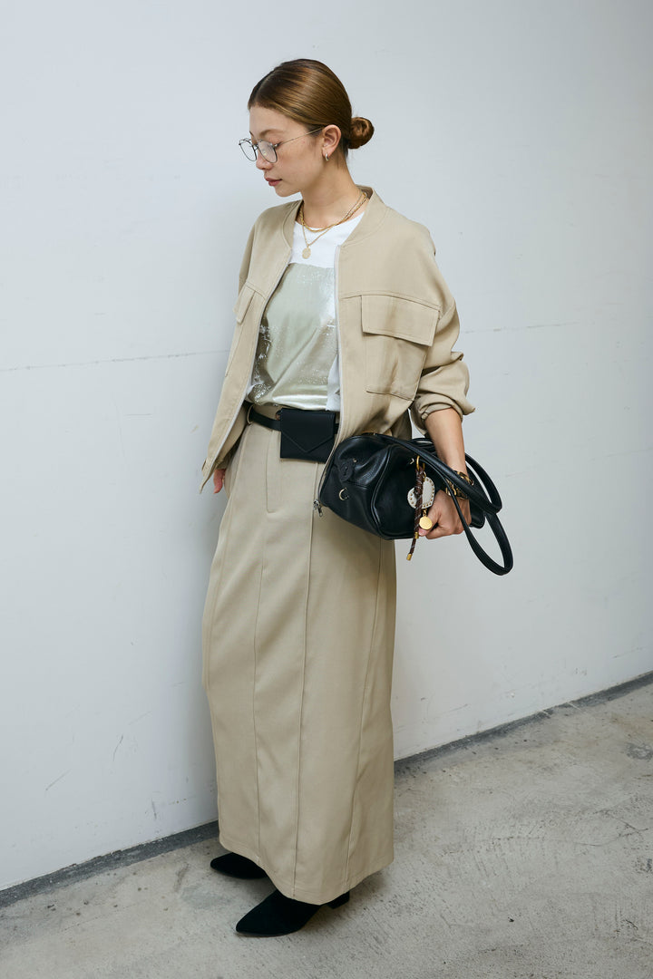 [予約/SET]ビッグポケットブルゾンJK+ピンタックストレートスカート(2set)