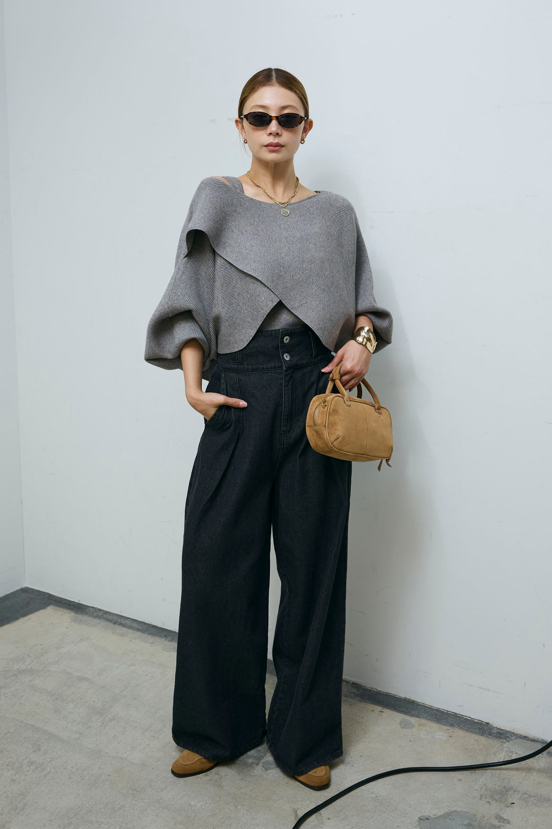 [予約/SET]クロスデザインニットセット+ハイウエスト10ozデニム(2set)