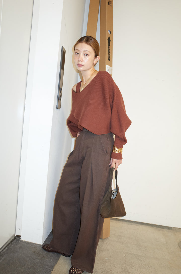 [予約/SET]クロスデザインニットセット+ハイウエスト10ozデニム(2set)