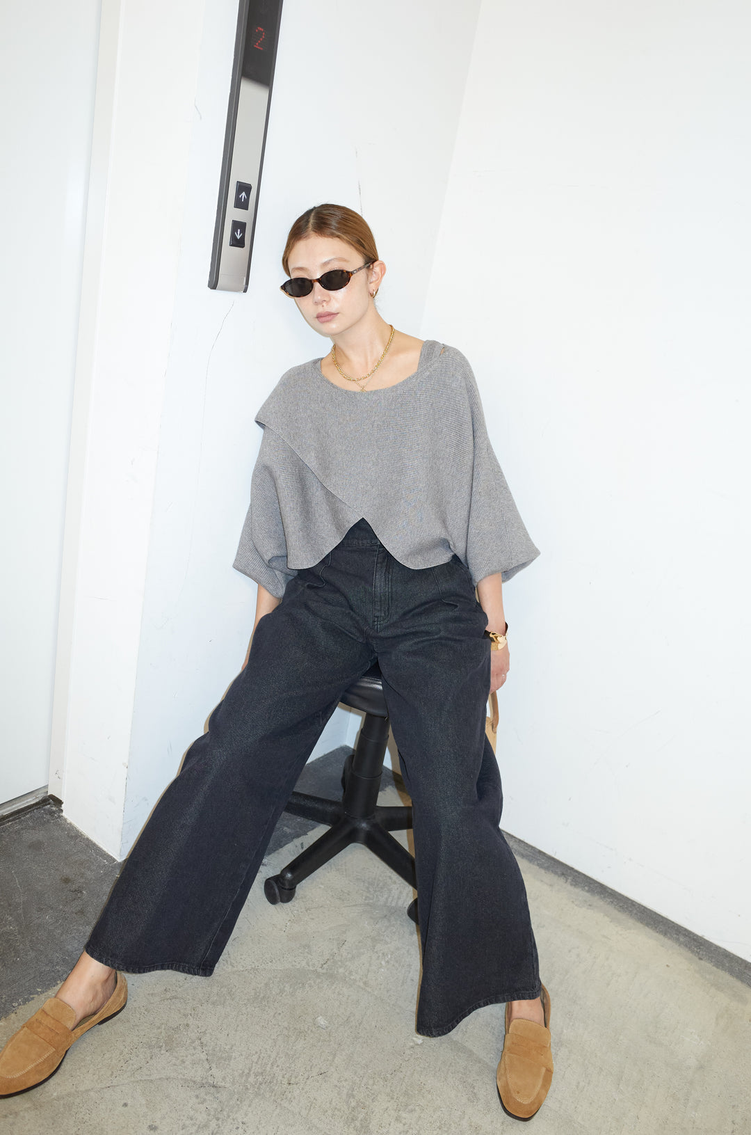 [予約/SET]クロスデザインニットセット+ハイウエスト10ozデニム(2set)