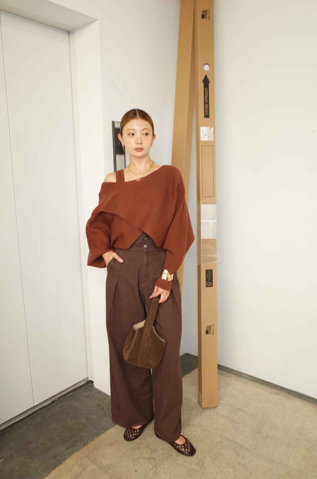 [予約/SET]クロスデザインニットセット+ハイウエスト10ozデニム(2set)