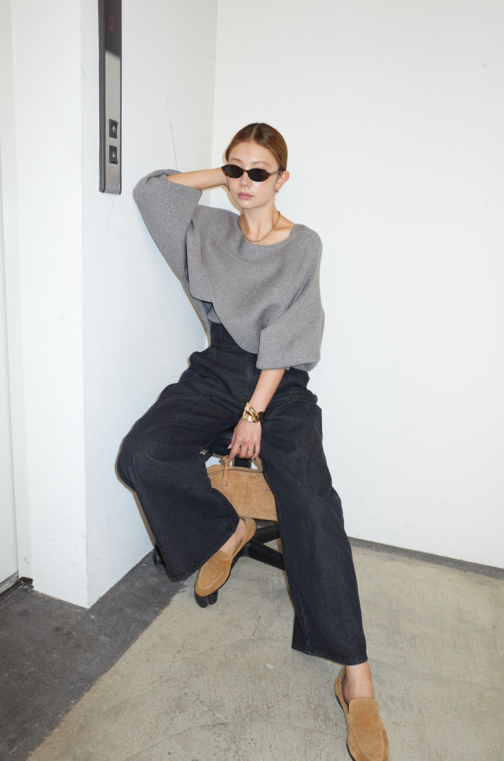 [予約/SET]クロスデザインニットセット+ハイウエスト10ozデニム(2set)