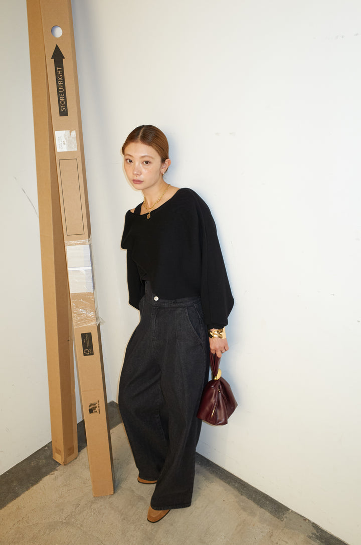 [予約/SET]クロスデザインニットセット+ハイウエスト10ozデニム(2set)