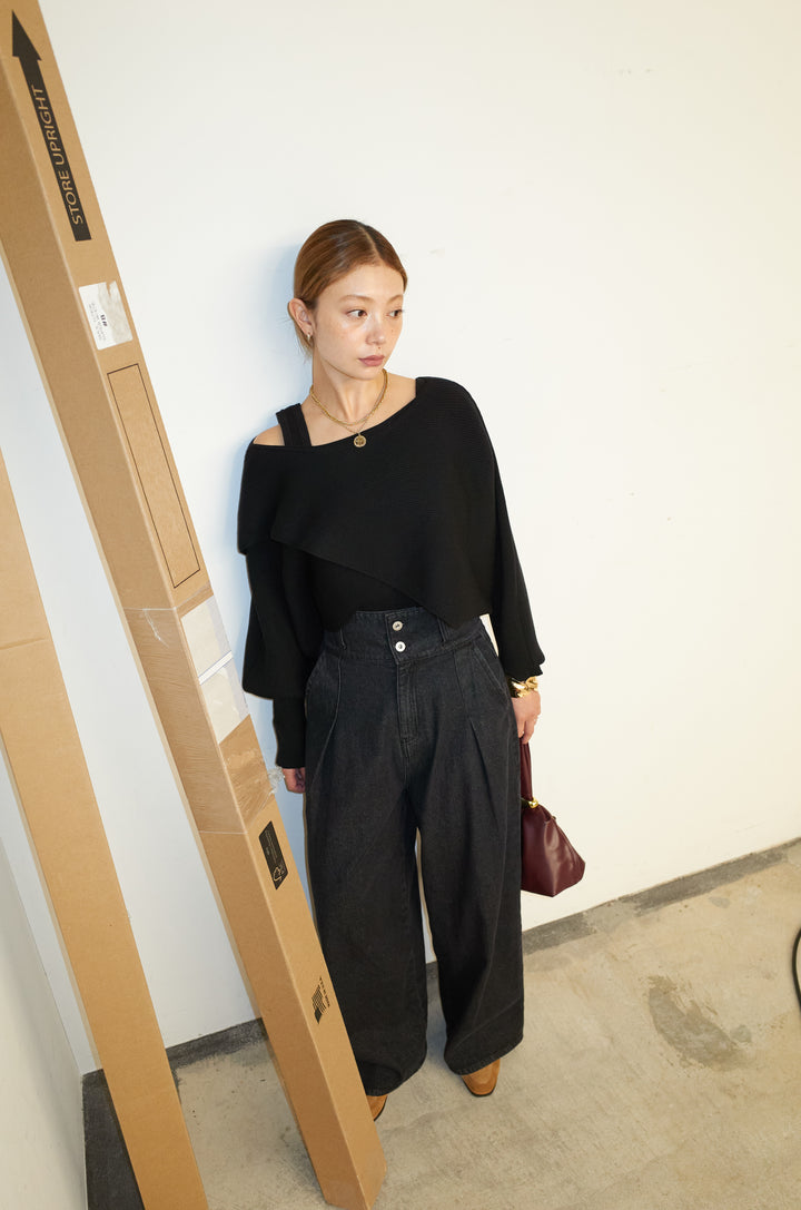 [予約/SET]クロスデザインニットセット+ハイウエスト10ozデニム(2set)