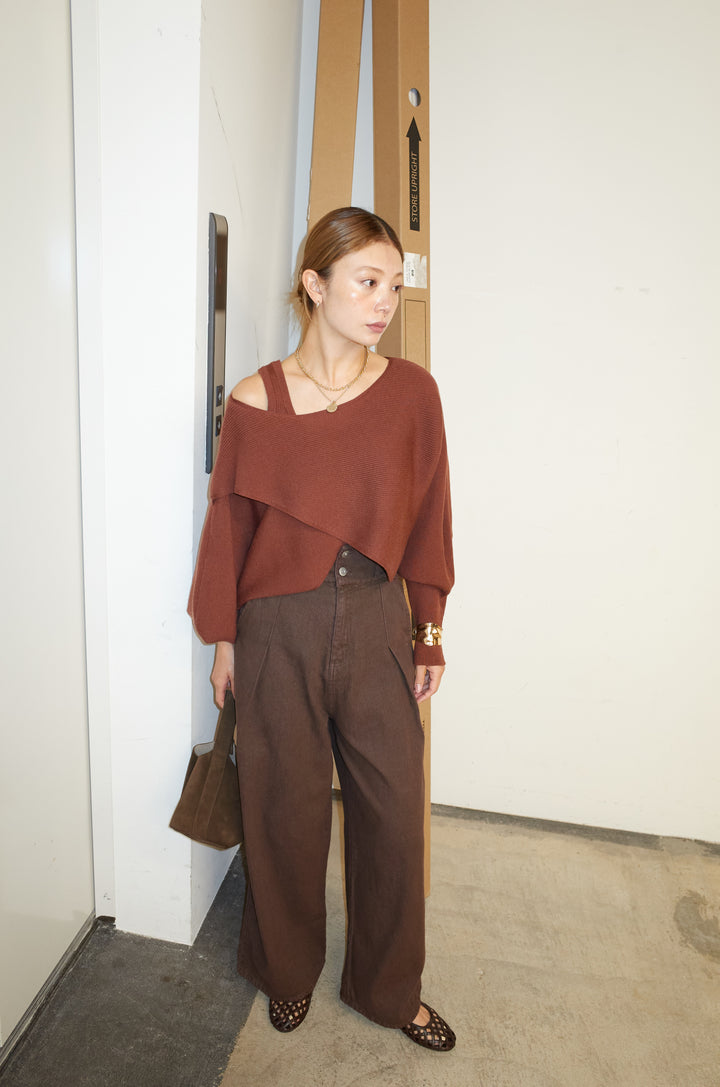 [予約/SET]クロスデザインニットセット+ハイウエスト10ozデニム(2set)