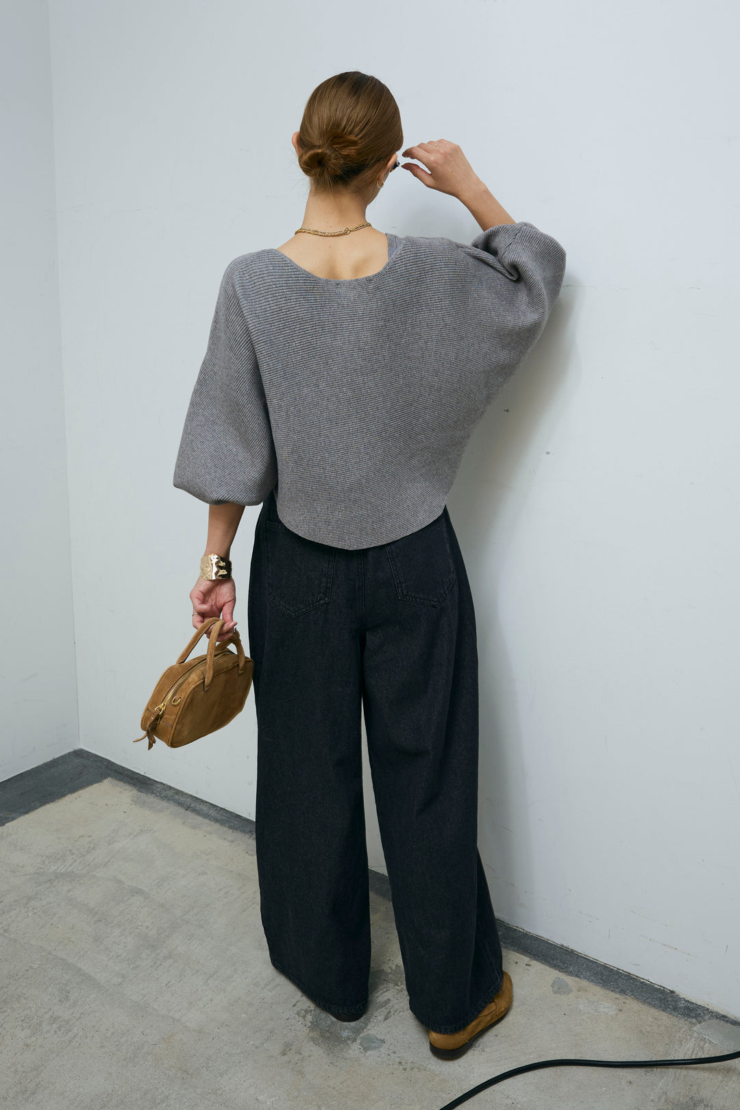 [予約/SET]クロスデザインニットセット+ハイウエスト10ozデニム(2set)