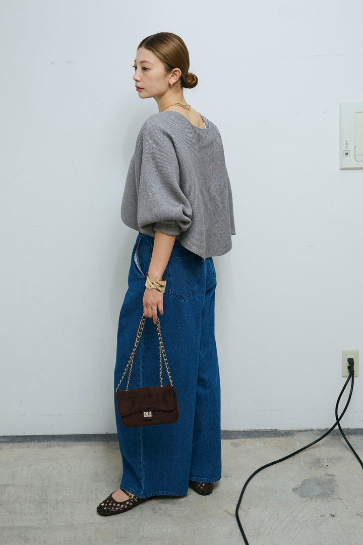 [予約/SET]クロスデザインニットセット+ハイウエスト10ozデニム(2set)