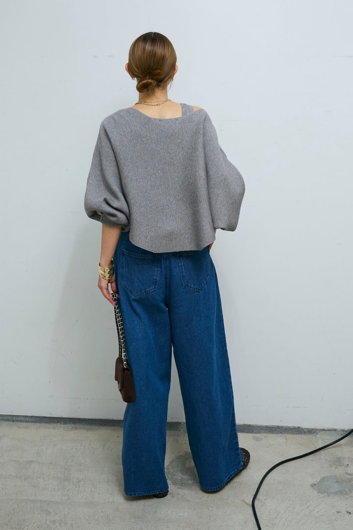 [予約/SET]クロスデザインニットセット+ハイウエスト10ozデニム(2set)