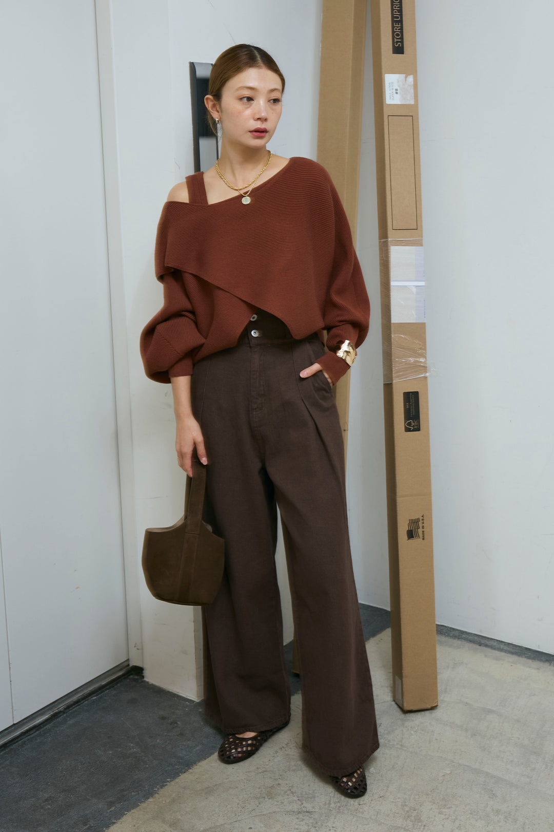 [予約/SET]クロスデザインニットセット+ハイウエスト10ozデニム(2set)