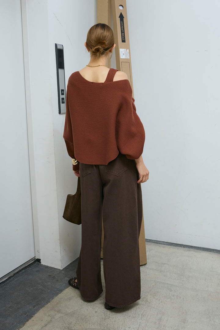 [予約/SET]クロスデザインニットセット+ハイウエスト10ozデニム(2set)