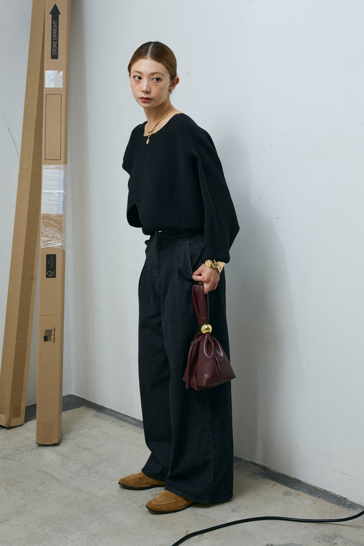 [予約/SET]クロスデザインニットセット+ハイウエスト10ozデニム(2set)