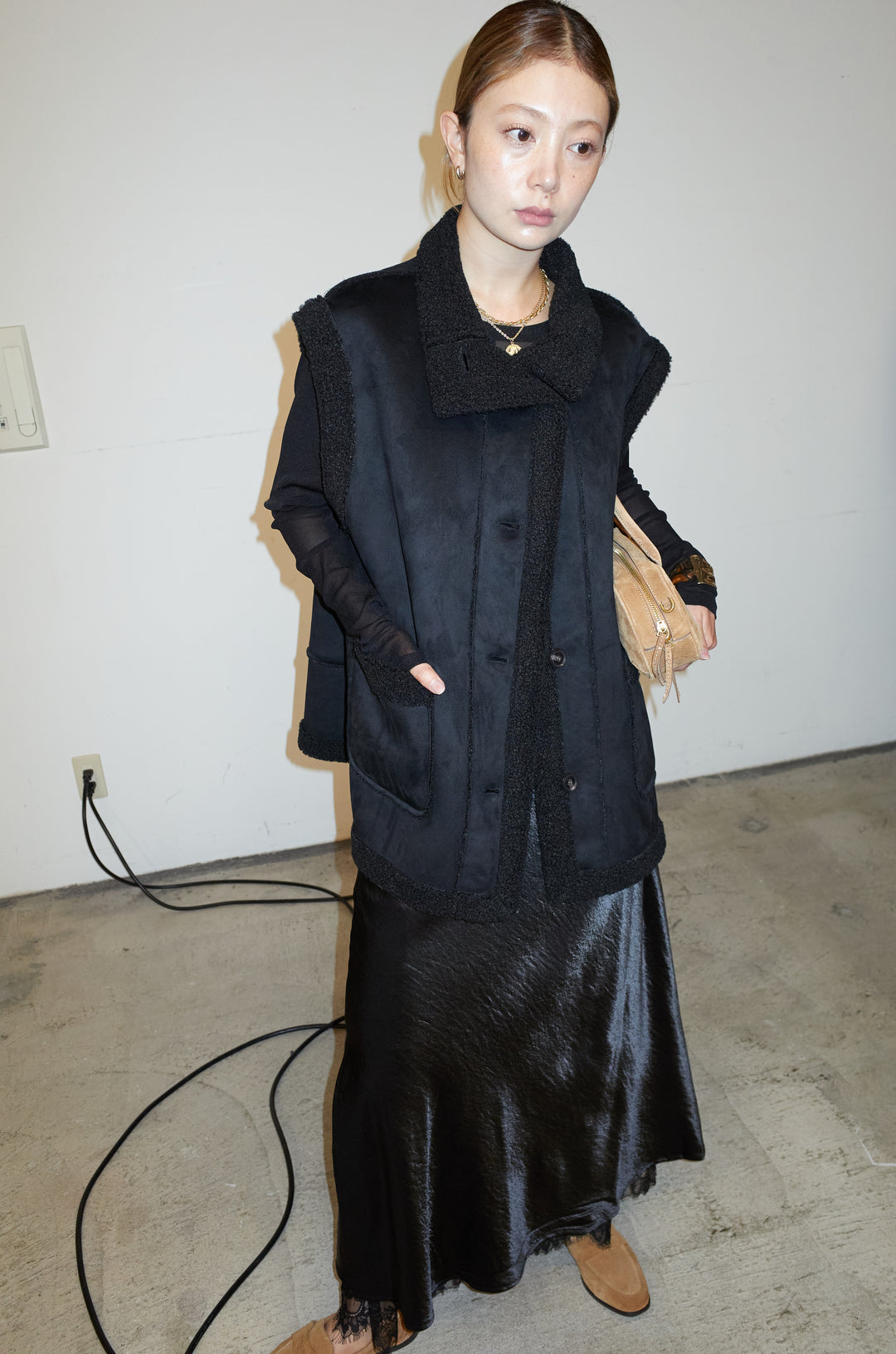 [予約/SET]ボアベスト+裾レースサテンスカート(2set)