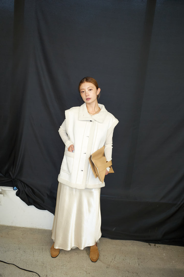 [予約/SET]ボアベスト+裾レースサテンスカート(2set)