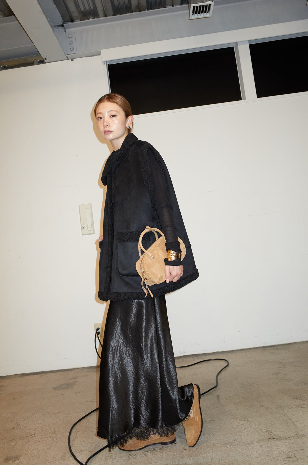 [予約/SET]ボアベスト+裾レースサテンスカート(2set)