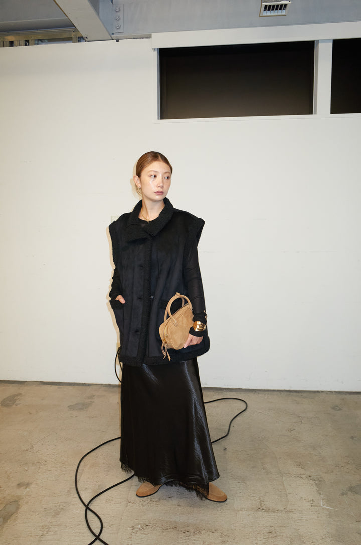 [予約/SET]ボアベスト+裾レースサテンスカート(2set)