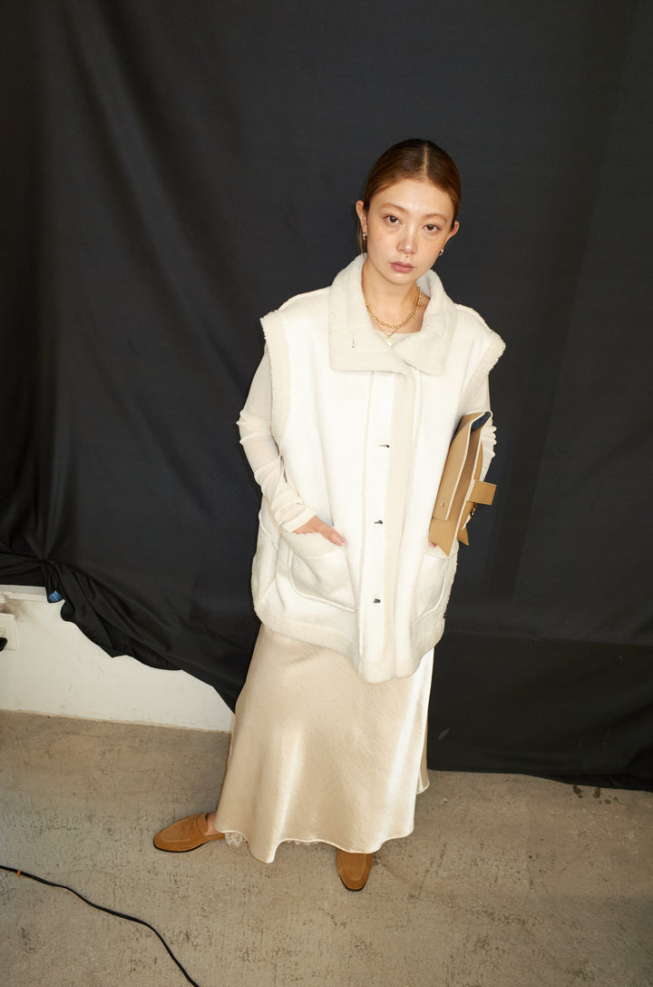 [予約/SET]ボアベスト+裾レースサテンスカート(2set)