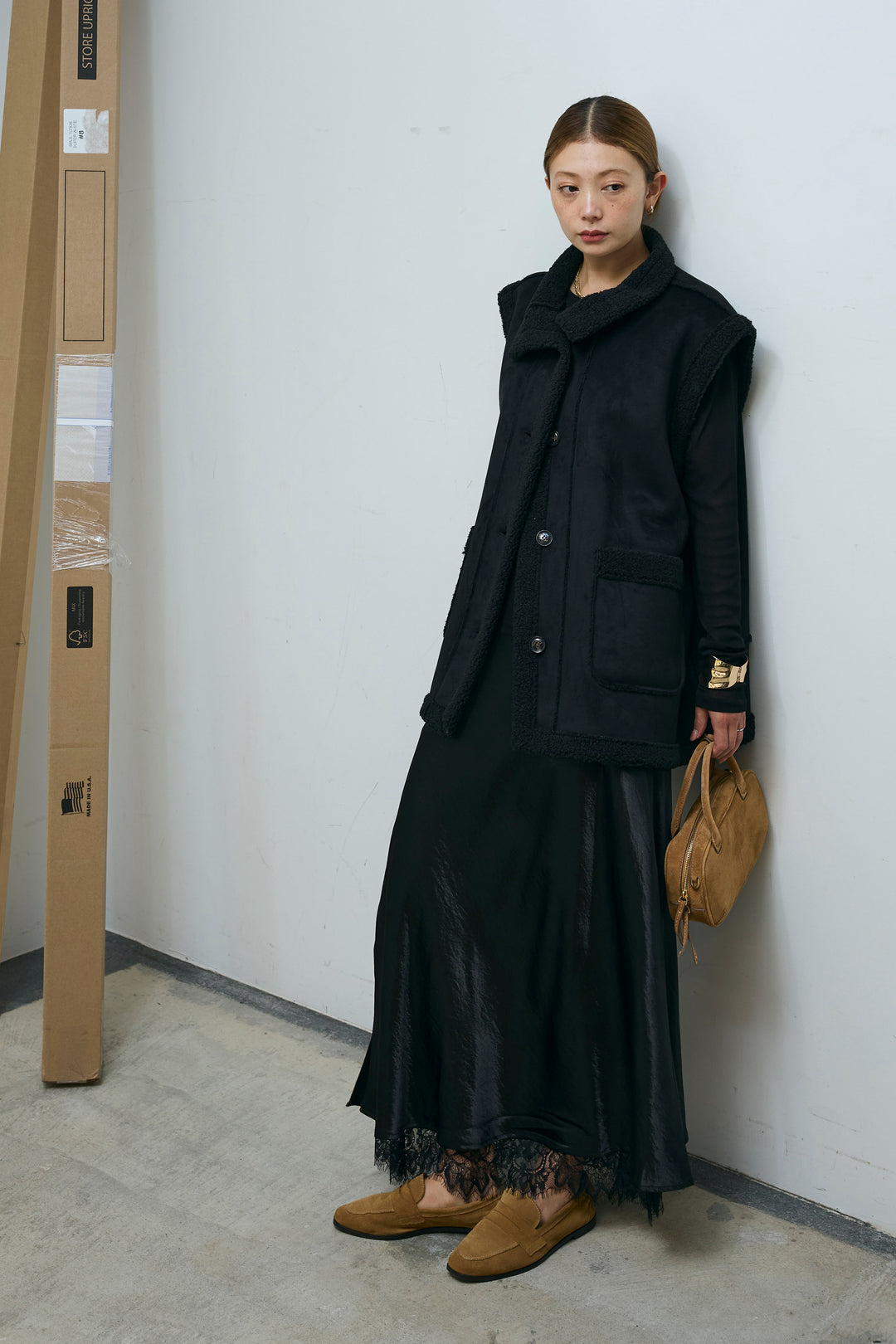 [予約/SET]ボアベスト+裾レースサテンスカート(2set)