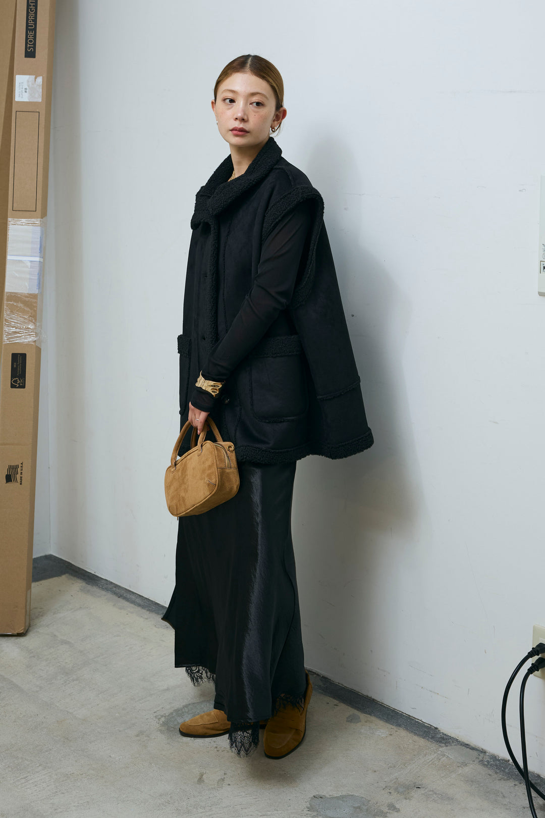 [予約/SET]ボアベスト+裾レースサテンスカート(2set)