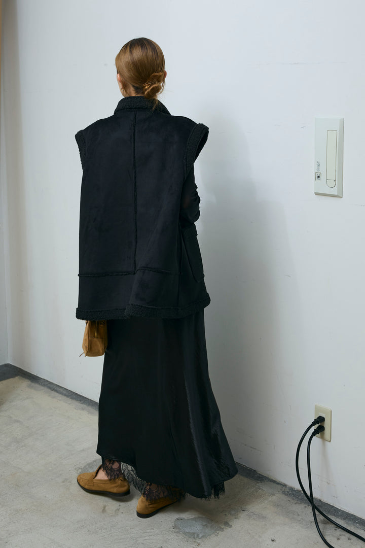 [予約/SET]ボアベスト+裾レースサテンスカート(2set)