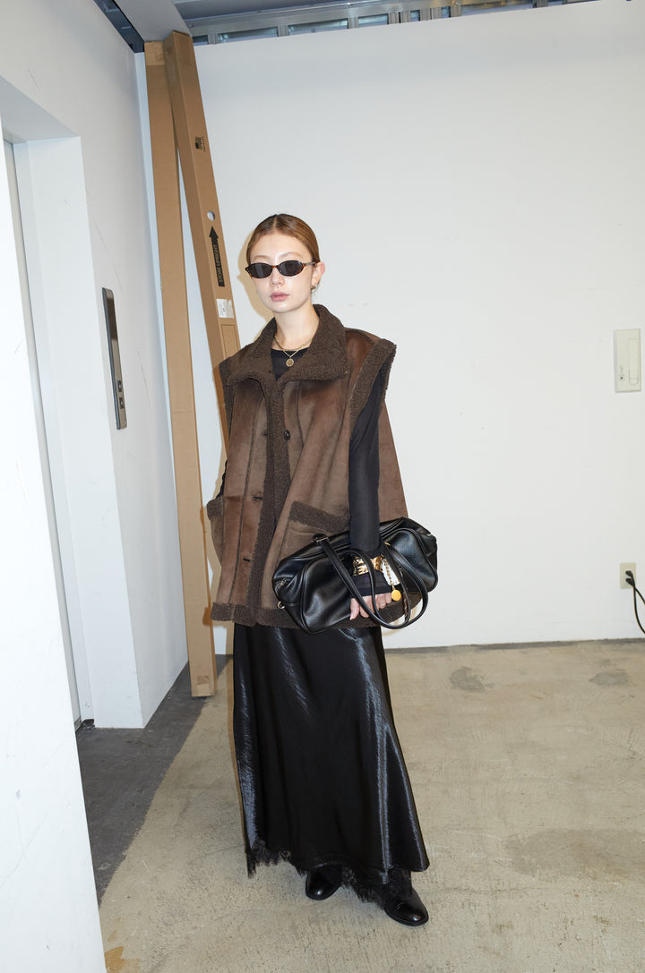 [予約/SET]ボアベスト+裾レースサテンスカート(2set)