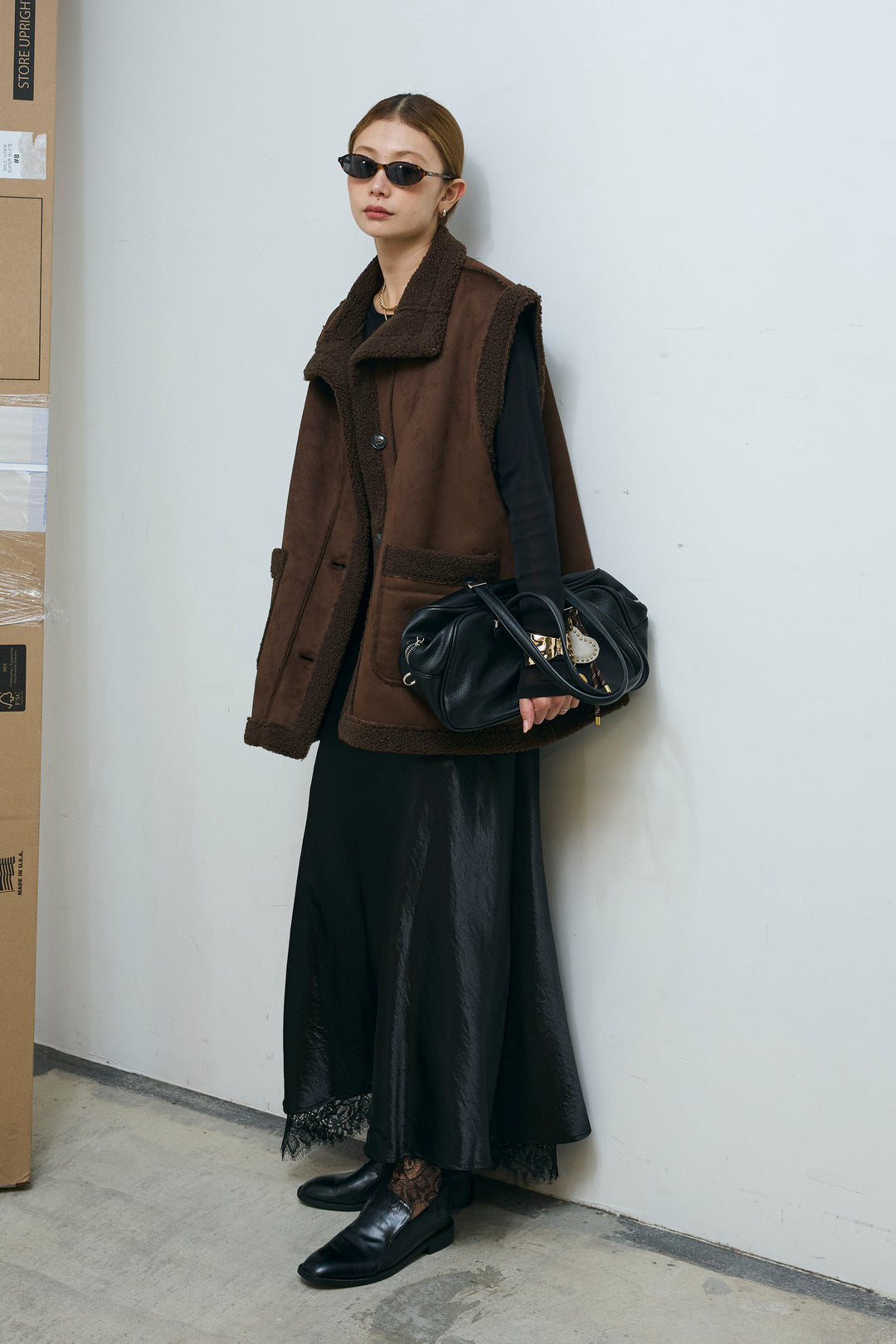 [予約/SET]ボアベスト+裾レースサテンスカート(2set)