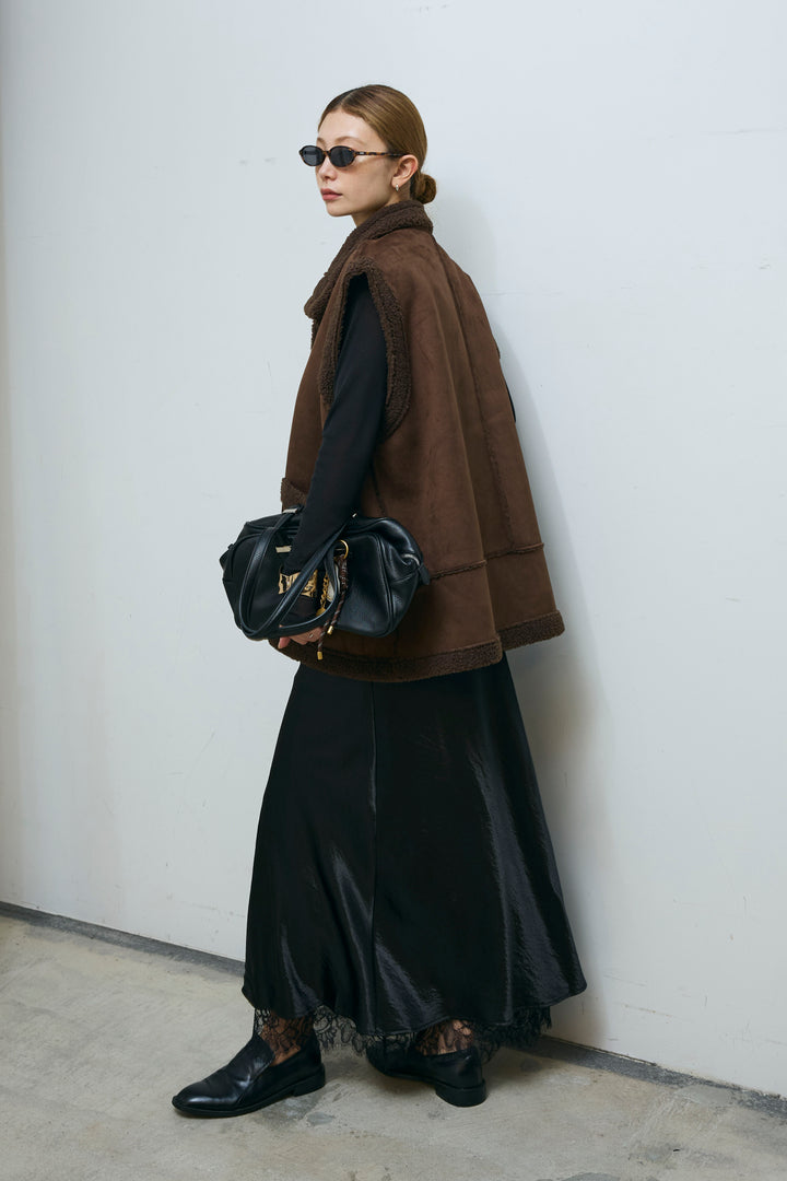 [予約/SET]ボアベスト+裾レースサテンスカート(2set)