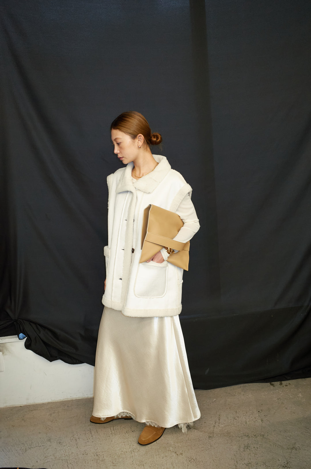 [予約/SET]ボアベスト+裾レースサテンスカート(2set)