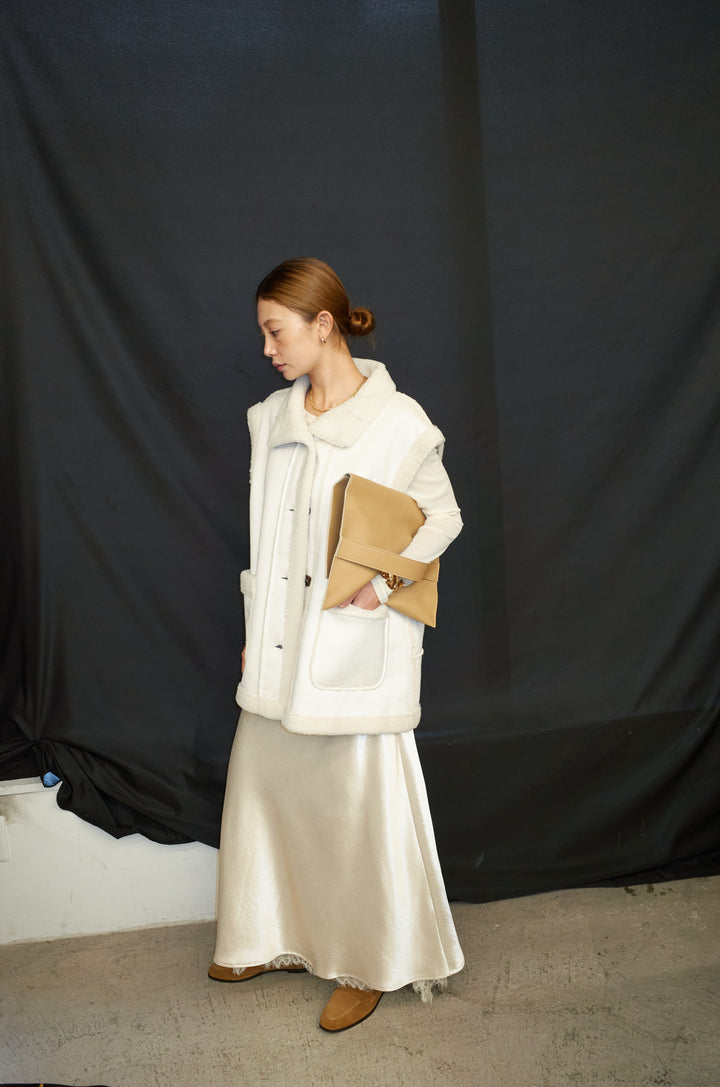 [予約/SET]ボアベスト+裾レースサテンスカート(2set)