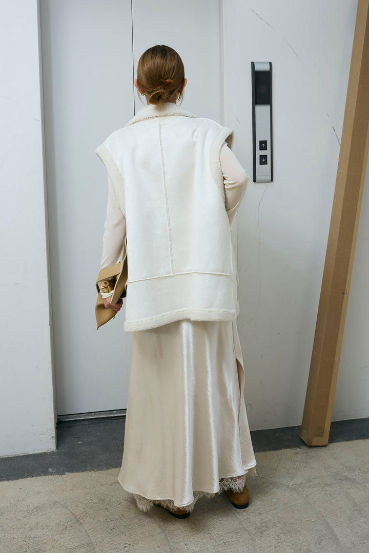 [予約/SET]ボアベスト+裾レースサテンスカート(2set)