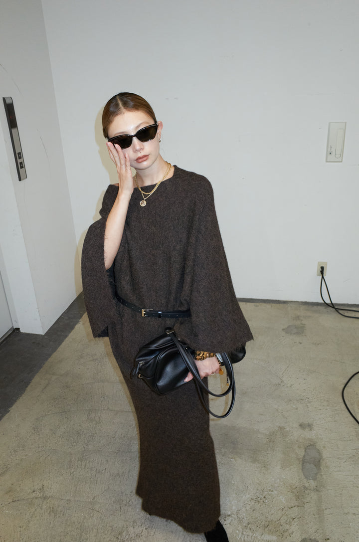 [予約/SET]ポンチョレイヤードニットアップ