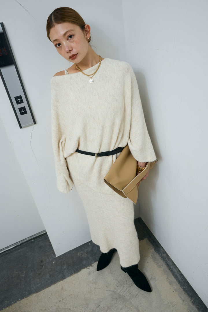 [予約/SET]ポンチョレイヤードニットアップ