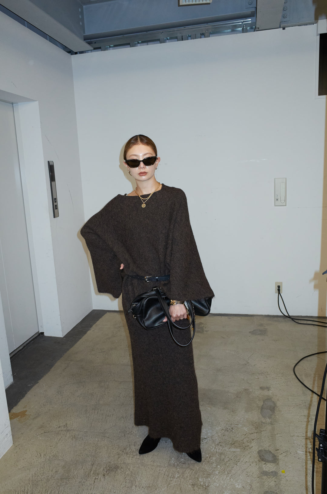 [予約/SET]ポンチョレイヤードニットアップ