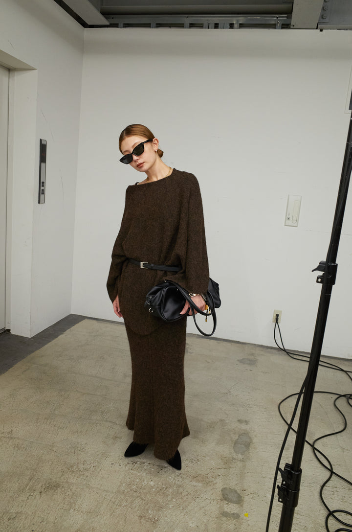 [予約/SET]ポンチョレイヤードニットアップ