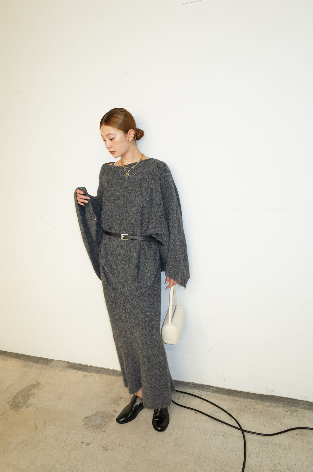 [予約/SET]ポンチョレイヤードニットアップ