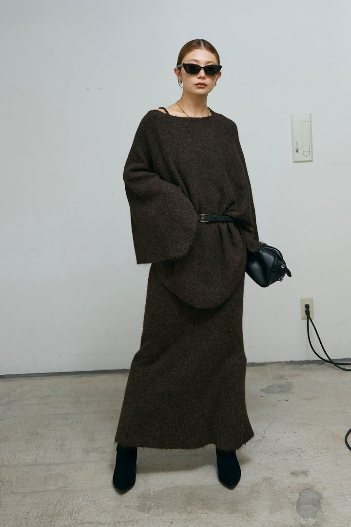 [予約/SET]ポンチョレイヤードニットアップ