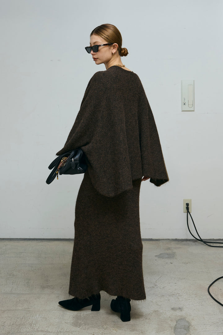 [予約/SET]ポンチョレイヤードニットアップ